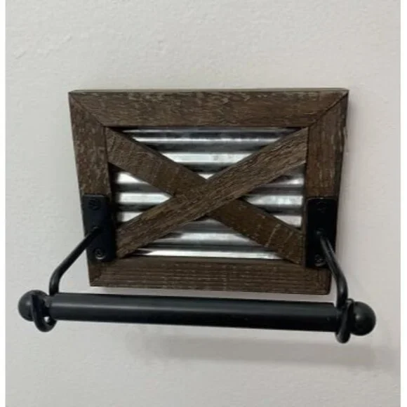 New Farmhouse Toilet Paper Holder with Bracket - Farmhouse Bathroom Rustic Decor - Picture 1 of 2